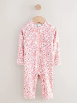 Corail Rose Ditsy Fleuri - Maillot de bain longue jambe Sunsafe (3mths-7yrs)