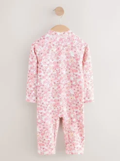 Corail Rose Ditsy Fleuri - Maillot de bain longue jambe Sunsafe (3mths-7yrs)