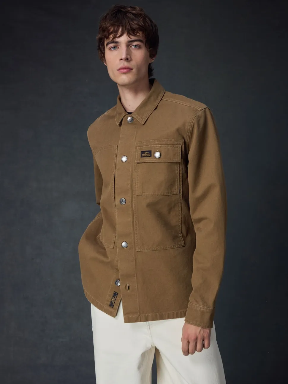 Couleur pierre naturelle - Canvas Shacket 100% Coton Surchemise