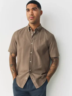 Couleur pierre naturelle - Ajustement régulier - Chemise Oxford à manches courtes