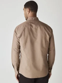 Couleur pierre naturelle - Slim Fit (Slim Fit) - Chemise Oxford à manches longues