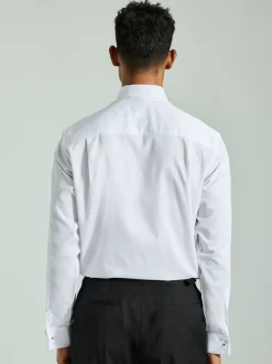 Cravate texturée blanche/Noir Nœud - Ajustement régulier - Lot de cravates Coupe classique à double poignet et nœud de cravate