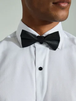 Cravate texturée blanche/Noir Nœud - Ajustement régulier - Lot de cravates Coupe classique à double poignet et nœud de cravate