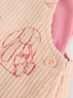 Cream / Personnage rose - Ensemble deux pièces salopette et body bébé (0mois-3ans)