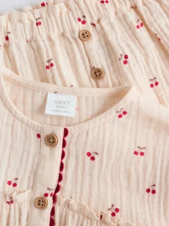 Cream/ cerise rouge - Hauts et Pantalons bébé à Manches longues Ensemble 2 pièces (0mois-2ans)