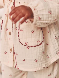 Cream/ cerise rouge - Hauts et Pantalons bébé à Manches longues Ensemble 2 pièces (0mois-2ans)