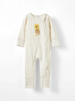 Cream Colombe - Barboteuse zippée en coton à manches longues