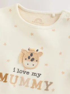 Cream girafe J’aime ma maman - Lot de 1 bodys bébé
