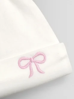 Cream Pretty Bow - Chapeau bébé JoJo Maman Bébé en coton biologique appliqué
