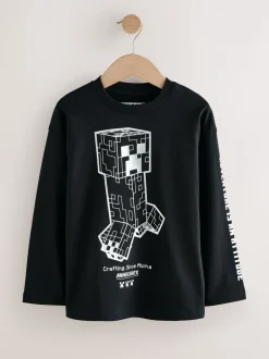 Creeper noir - T-shirt Minecraft à manches longues (3-16ans)