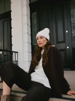 Crème - Bonnet à pompon N. Premium 100% cachemire