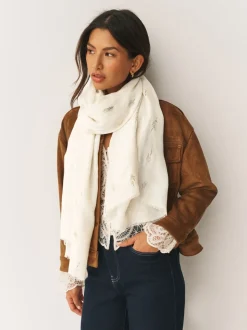 Crème - Écharpe légère imprimée en aluminium