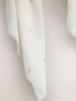 Crème - Écharpe légère imprimée en aluminium