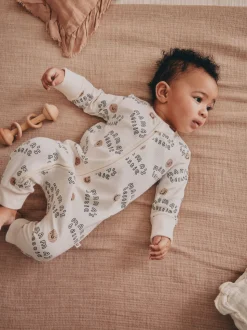 Crème - Combinaison de nuit bébé sans pieds zippée Family Two Way (0-18mois)