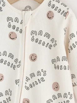 Crème - Combinaison de nuit bébé sans pieds zippée Family Two Way (0-18mois)