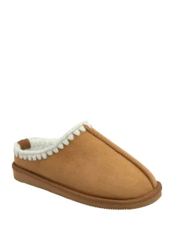 Crème - Dunlop Chaussons mules Whipstitch en faux daim