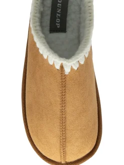 Crème - Dunlop Chaussons mules Whipstitch en faux daim
