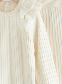 Crème - Ensemble Pull et Leggings en maille Bébé 2 Pièces (0mois-3ans)