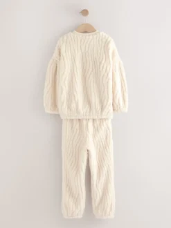 Crème - Ensemble pyjama en jacquard en polaire 2 pièces (2-16ans)
