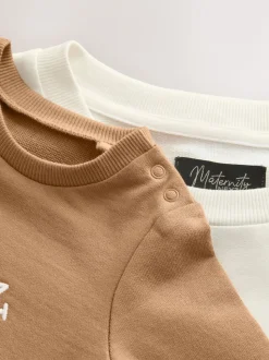 Crème - Ensemble sweat-shirt de grossesse court