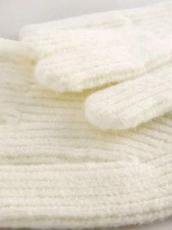 Crème - Gants en maille côtelée