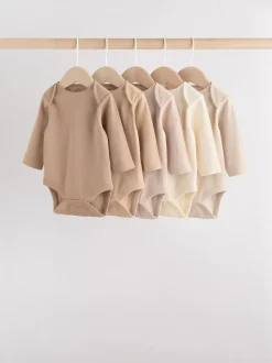 Crème - Lot de 5 bodys à manches longues pour bébé