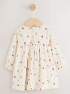 Crème à petites fleurs - Ensemble robe et collants en velours à manches longues bébé 2 pièces (0mois-2ans)