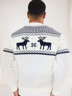 Crème - Pull The Little Tailor à motif jacquard et renne de Noël