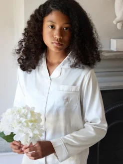 Crème - Pyjama de Noël The Little Tailor boutonné en satin pour enfant