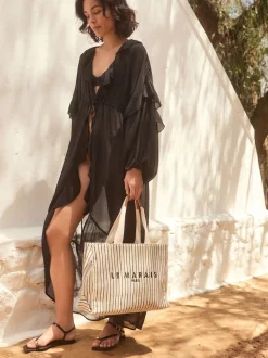 Crème - Sac à bandoulière en toile structurée