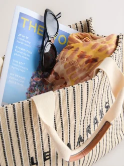 Crème - Sac à bandoulière en toile structurée