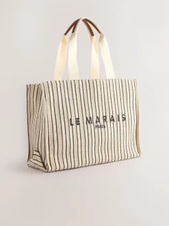 Crème - Sac à bandoulière en toile structurée