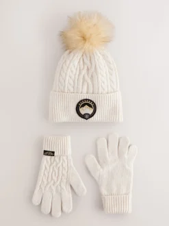 Crème - Superdry Ensemble bonnet et Gants à pompons