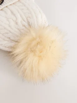 Crème - Superdry Ensemble bonnet et Gants à pompons