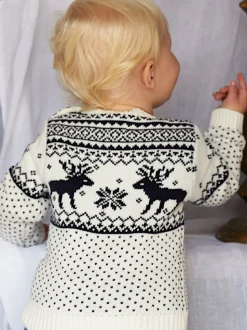 Crème - The Little Tailor - Pull de Noël en forme de renne et de foire