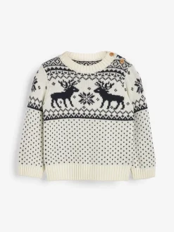 Crème - The Little Tailor - Pull de Noël en forme de renne et de foire