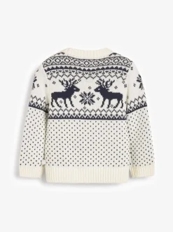 Crème - The Little Tailor - Pull de Noël en forme de renne et de foire