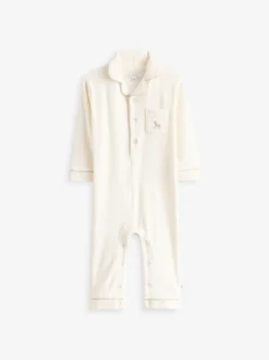 Crème - The Little Tailor Bébé Luxury Soft Touch Velour Noël Onsie Rompersuit