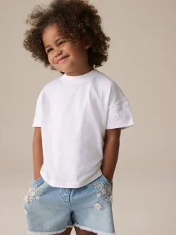 Crème - T-shirt 100% coton Daisy à manches courtes (3mois-7ans)