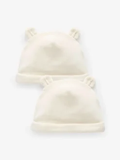 Crème - Velour Bébé Bonnet Chapeaux 2 Lot (0-12mths)