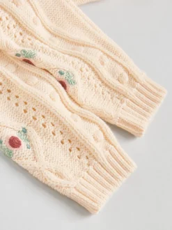 Crème brodé - Cardigan et Leggings en maille Bébé Ensemble 2 pièces (0mois-3ans)