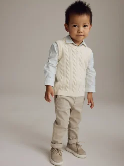Crème écru - Ensemble gilet et chemises en tricot (3mths-7yrs)