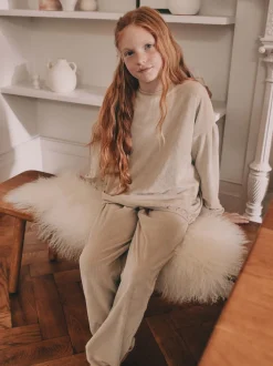 Crème côtelée - Pyjama en laine polaire (9mths-16yrs)