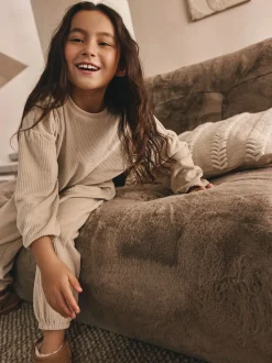 Crème côtelée - Pyjama en laine polaire (9mths-16yrs)