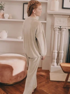 Crème côtelée - Pyjama en laine polaire (9mths-16yrs)