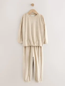 Crème côtelée - Pyjama en laine polaire (9mths-16yrs)