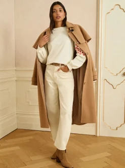 Crème Cœur Ric Rac - Sweat-shirt brodé Love & Roses