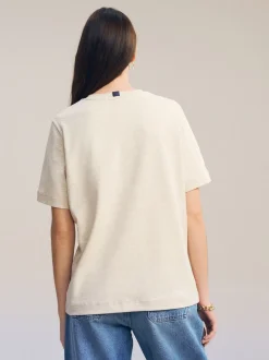 Crème d'avoine - T-shirt Manche courte Col ras du cou lourd