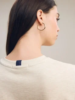 Crème d'avoine - T-shirt Manche courte Col ras du cou lourd