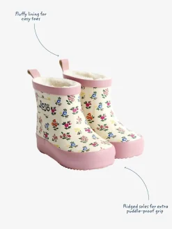 Crème fleuri - Bottes de pluie courtes confortables à imprimé JoJo Maman Bébé
